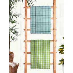 Aura Green & White 4 Pieces Printed Cotton 210 GSM Bath Towel-picture-24