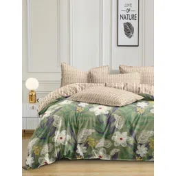 Aura Green & White Floral Printed 350 TC King Bedsheet Set 2.50 m x 2.15 m-picture-12