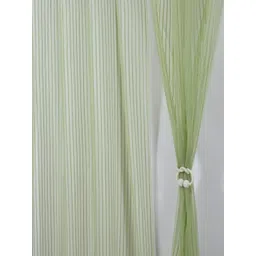 Aura Green Set of 2 Striped Sheer Door Curtain-picture-12