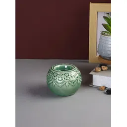 Aura Green Textured Ceramic Candle Holder-image-23