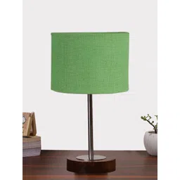 Aura Green Textured Wood Contemporary Cylindrical Shaped Table Lamp-image-48