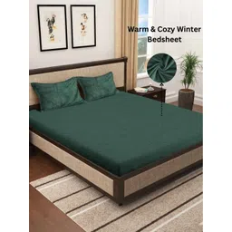 Aura Green Wool 400 TC King Bedsheet 2.35 m X 2.15 m-picture-41