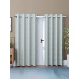 Aura Grey 2 Pieces Abstract Room Darkening Door Curtain-picture-16