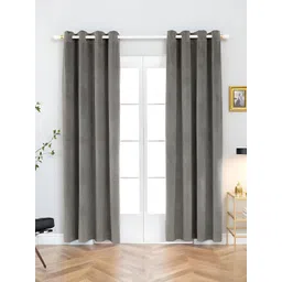 Aura Grey 2 Pieces Room Darkening Door Curtain image 1