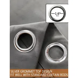 Aura Grey 2 Pieces Room Darkening Door Curtain image 4