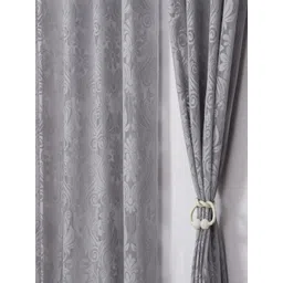 Aura Grey 2 Pieces Self Design Sheer Door Curtains-picture-23