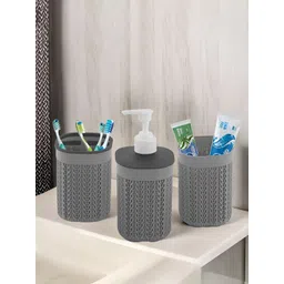 Aura Grey 3 piece Solid Plastic Soap Dispenser-picture-43