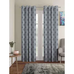 Aura Grey & Black 2 Pieces Abstract Printed Room Darkening Long Door Curtains-picture-15