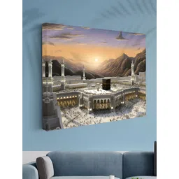 Aura Grey & Black Mecca Printed Canvas Wall Art-picture-23