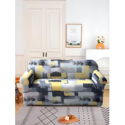 Aura Grey & Black Printed Stretchable Two Seater Sofa Cover-picture-28