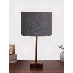 Aura Grey & Black Textured Metal Cylinder Shaped Table Lamp-picture-37