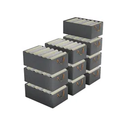 Aura Grey & Brown 10 Pieces Drawer Cloth Storage Organisers With Handle-picture-19