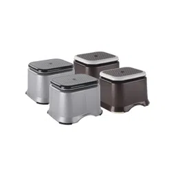 Aura Grey & Brown 4 piece Solid Plastic Bath Accessories Set-picture-31