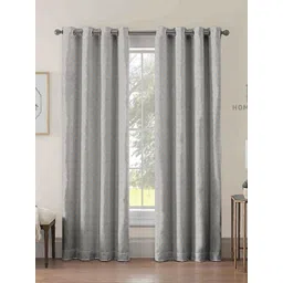 Aura Grey & Cream 2 Pieces Ethnic Motifs Printed Room Darkening Long Door Curtains-picture-19