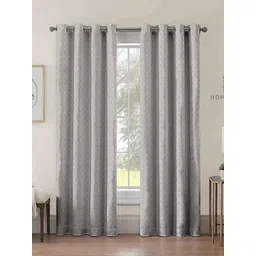 Aura Grey & Cream-Coloured 2 Pieces Printed Room Darkening Door Curtains-picture-40