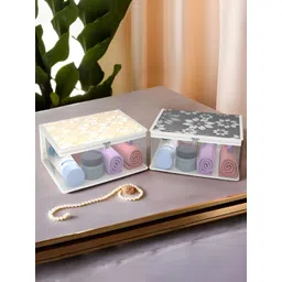 Aura Grey & Gold Toned 2 Pieces Printed Makeup Organisers-picture-20