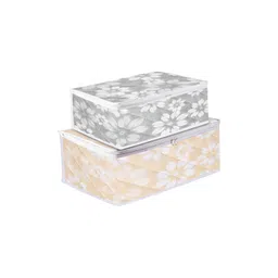 Aura Grey & Gold Toned 2 Pieces Printed Pouch Makeup Storage Bag Organisers-picture-21