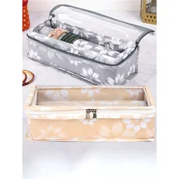 Aura Grey & Gold Toned 2 Pieces Printed Single-Rod Bangle Box Organisers-picture-16