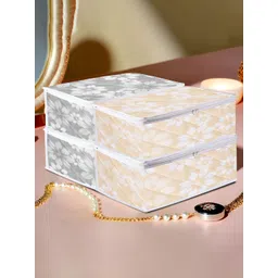 Aura Grey & Gold Toned 4 Pieces Printed Pouch Makeup Storage Bags image 1