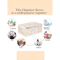 Aura Grey & Gold Toned 4 Pieces Printed Pouch Makeup Storage Bags image 5