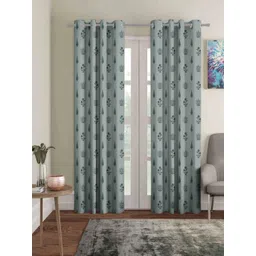 Aura Grey & Green 2 Pieces Etjnic Motifs Printed Room Darkening Door Curtains-picture-29