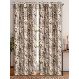 Aura Grey & Green 2Pcs Floral Door Curtain-picture-26
