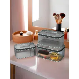 Aura Grey & Green 3 Pieces Adjustable Pouch Makeup Bag & Handle-picture-12