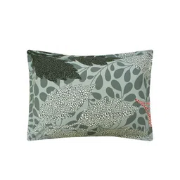 Aura Grey & Green Floral 144 TC Cotton 1 King Bedsheet with 2 Pillow Covers image 3