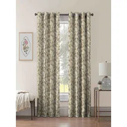 Aura Grey & Mustard 2 Pieces Printed Velvet Long Door Curtain-picture-17
