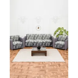 Aura Grey & Off White Cotton Sofa Cover-picture-32
