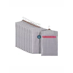 Aura Grey & White 12 Pieces Checked Cotton Hanging Multi-Utility Organisers-picture-31