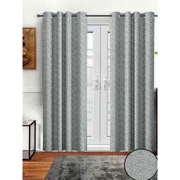 Aura Grey & White 2 Pieces Abstract Printed Room Darkening Door Curtains-picture-29