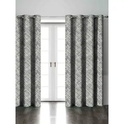 Aura Grey & White 2 Pieces Abstract Printed Room Darkening Door Curtains-picture-28