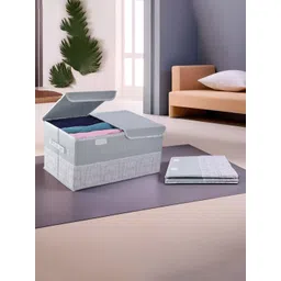 Aura Grey & White 2 Pieces Double Lid Large Foldable 2 Compartments Wardrobe Organizer-picture-31