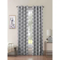 Aura Grey & White 2 Pieces Floral Printed Long Door Curtains-picture-14