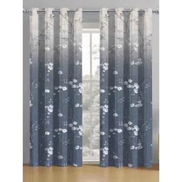 Aura Grey & White 2 Pieces Floral Printed Long Door Curtains-picture-15