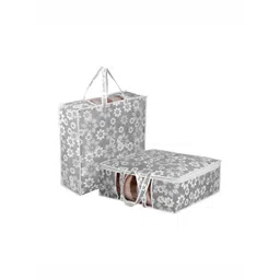 Aura Grey & White 2 Pieces Floral Printed Multi-Utility Organisers-picture-14