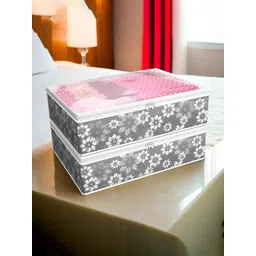Aura Grey & White 2 Pieces Floral Printed Multi-Utility Organisers-picture-13
