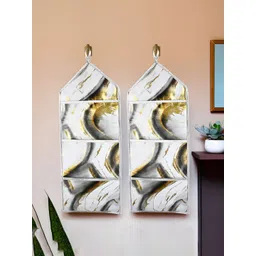 Aura Grey And White 2 Pieces Flower Quilted Printed Wall Hangings Decor-picture-40