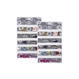 Aura Grey & White 2 Pieces Printed 5 Pocket Hanging Makeup Organisers-picture-24