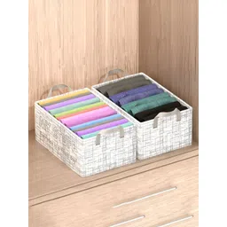 Aura Grey and White 2 Pieces Printed Collapsible Foldable Multi-Utility Organisers-picture-40