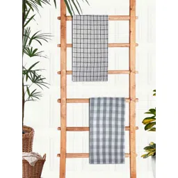 Aura Grey & White 2 Pieces Printed Cotton 210 GSM Bath Towel-picture-30