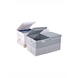Aura Grey & White 2 Pieces Printed Double Lid Large 2 Compartments Wardrobe Organizers-picture-32