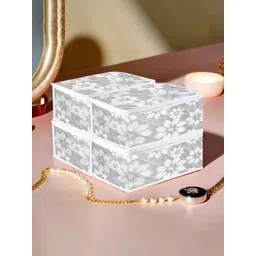 Aura Grey & White 4 Pieces Floral Printed Waterproof Jewellery Organisers-picture-27