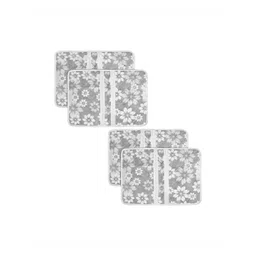 Aura Grey & White 4 Pieces Flower Printed Two Partition Multi-Utility Organisers-picture-21