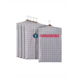 Aura Grey & White 5 Pieces Checked Cotton Hanging Saree Covers-picture-10