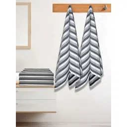 Aura Grey & White 5 Striped Cotton 210 GSM Bath Towel-picture-33