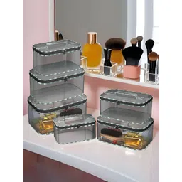Aura Grey & White 6 Pieces Check Printed Makeup Organisers-picture-19
