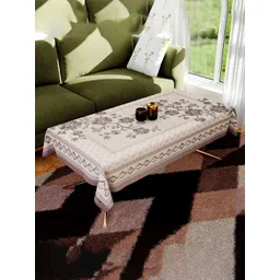 Aura Grey & White Floral Printed Anti-Skid Cotton 4-Seater Table Cover-picture-14