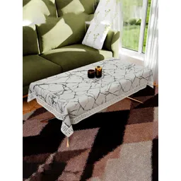 Aura Grey & White Floral Printed Anti-Skid Cotton 4-Seater Table Cover-picture-15